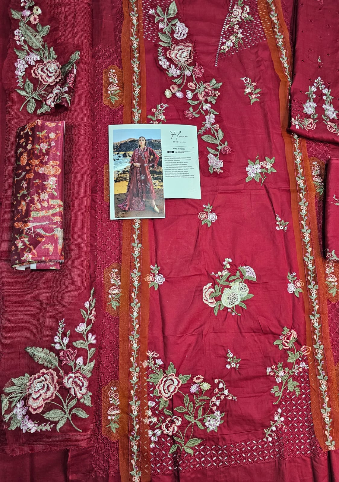 Crimson Luxury Lawn 2025 Hit Code 5B Maroon