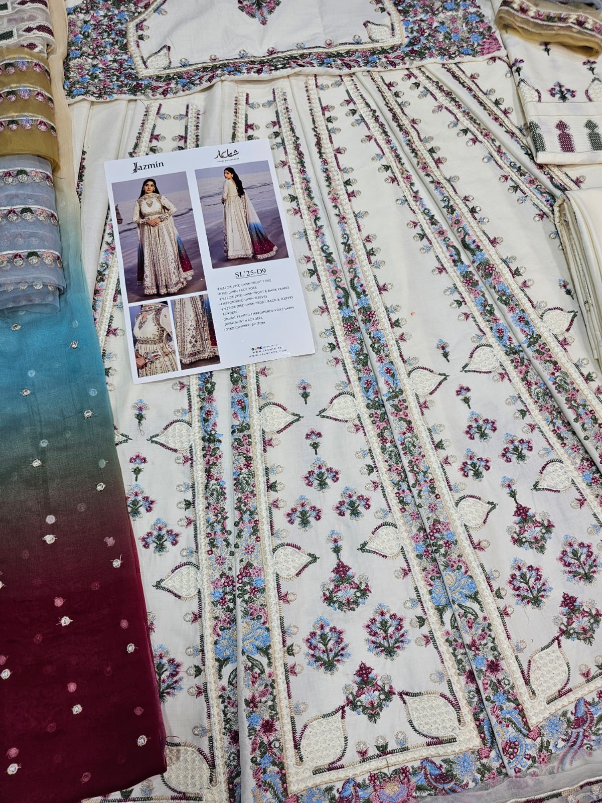 Jazmine Luxury Lawn 2025 Hit Code D9 Luxury Frawk