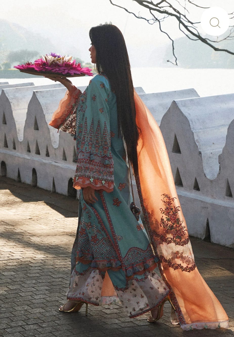 Hussain Rehar Luxury Lawn 2025 Hit Code Malibu sky Grey