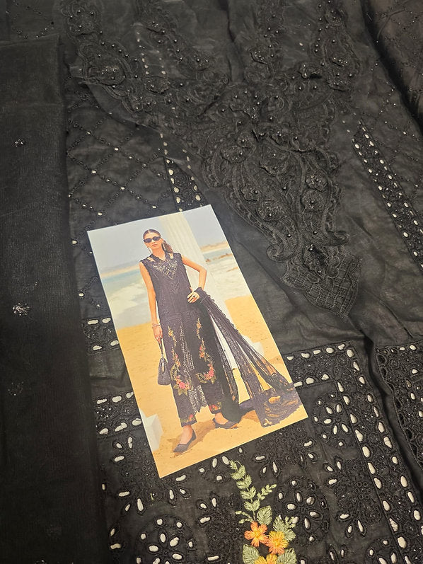 Mariab Eid ul azha Luxury Lawn Collection 2025 Hit Code D1 Black