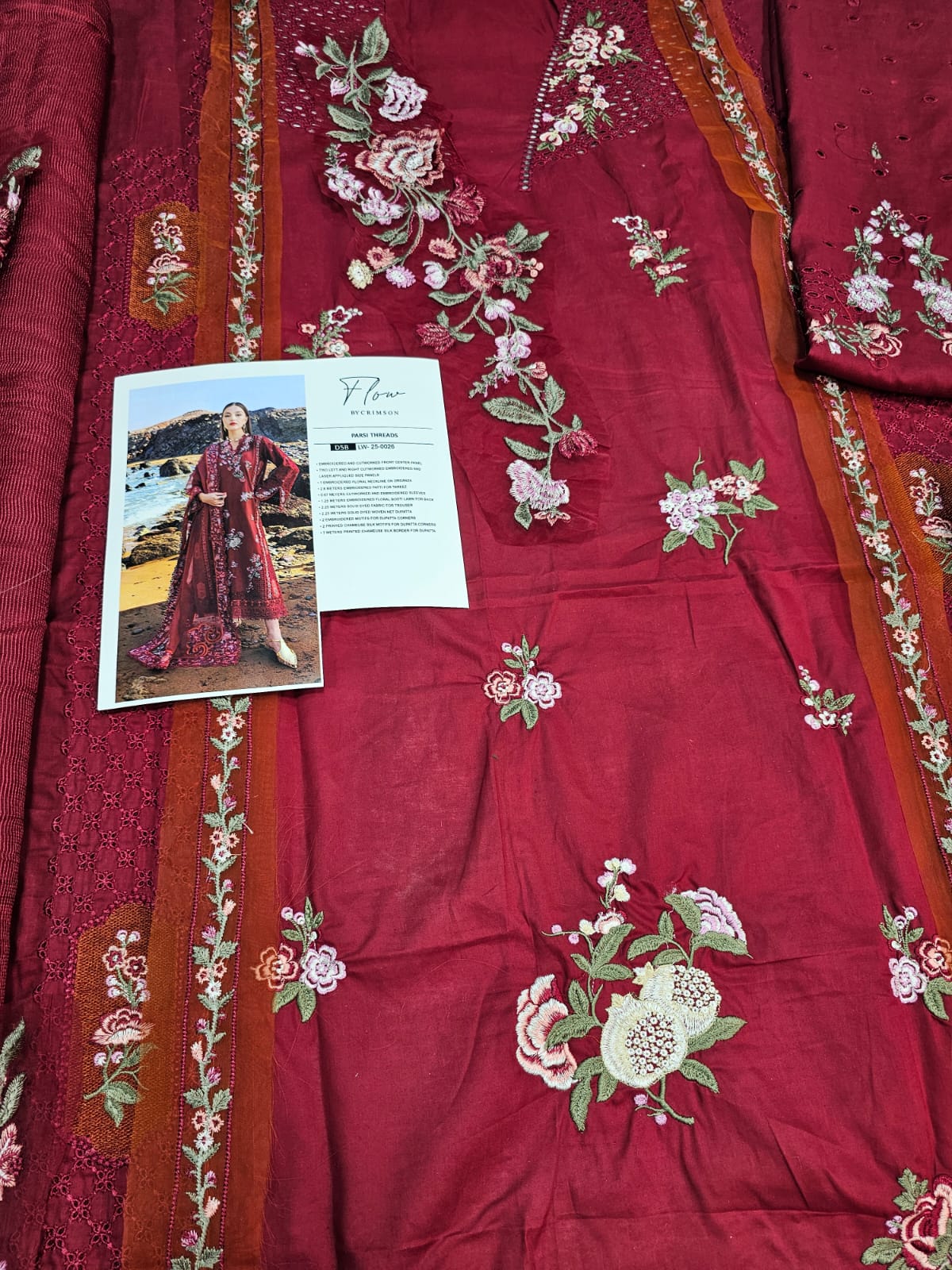 Crimson Luxury Lawn 2025 Hit Code 5B Maroon