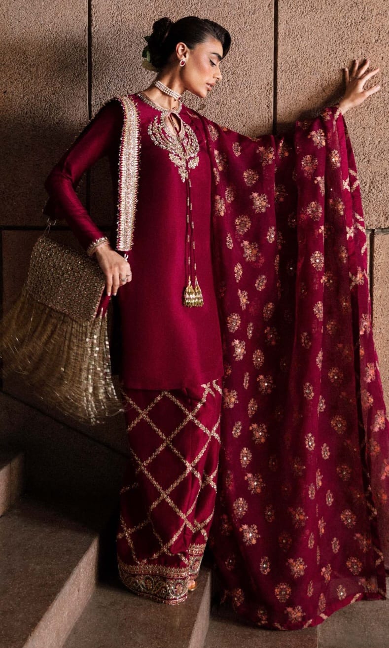 Hussain Rehar party Wear Eid ul azha Hit Code Merlot