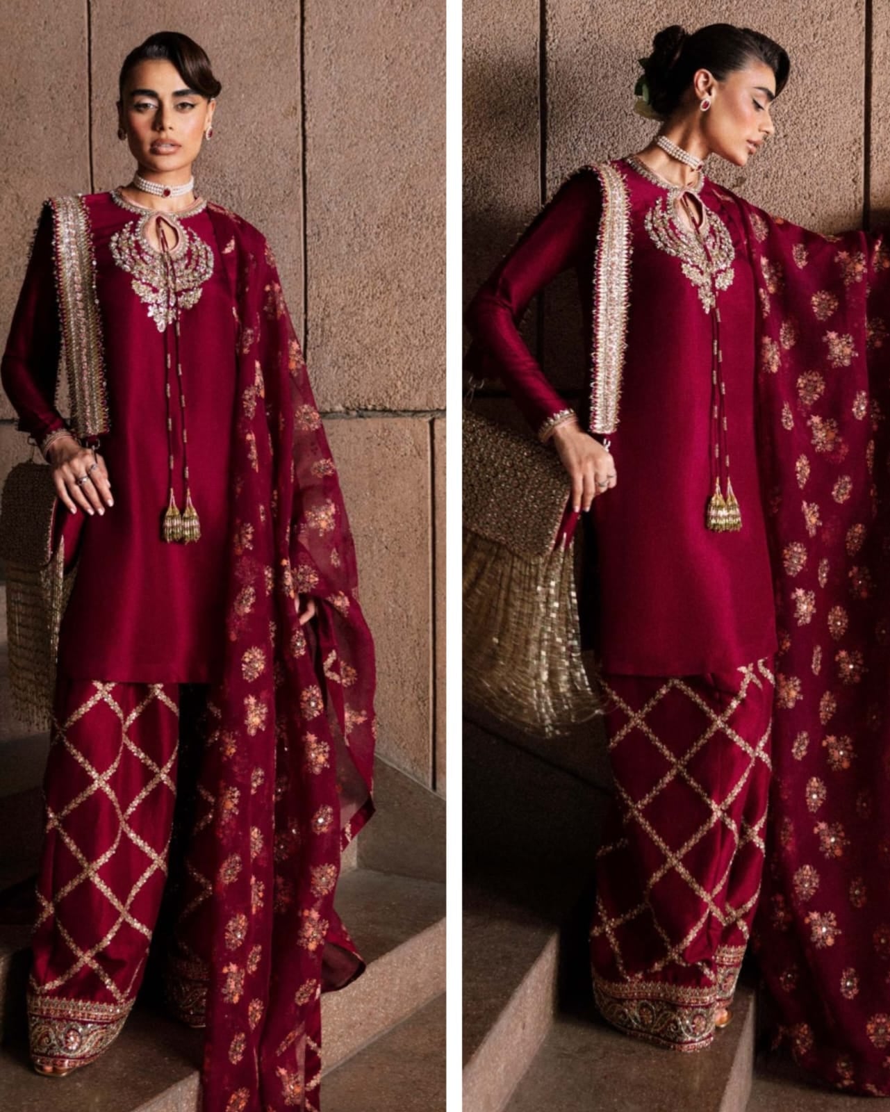 Hussain Rehar party Wear Eid ul azha Hit Code Merlot