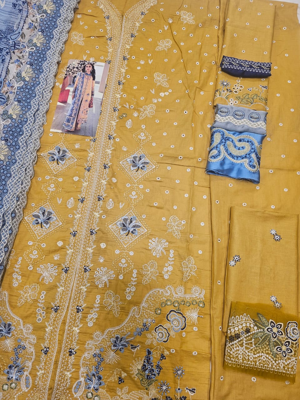 Qalamkar Luxury Lawn 2025 Hit Code 06 Mustard