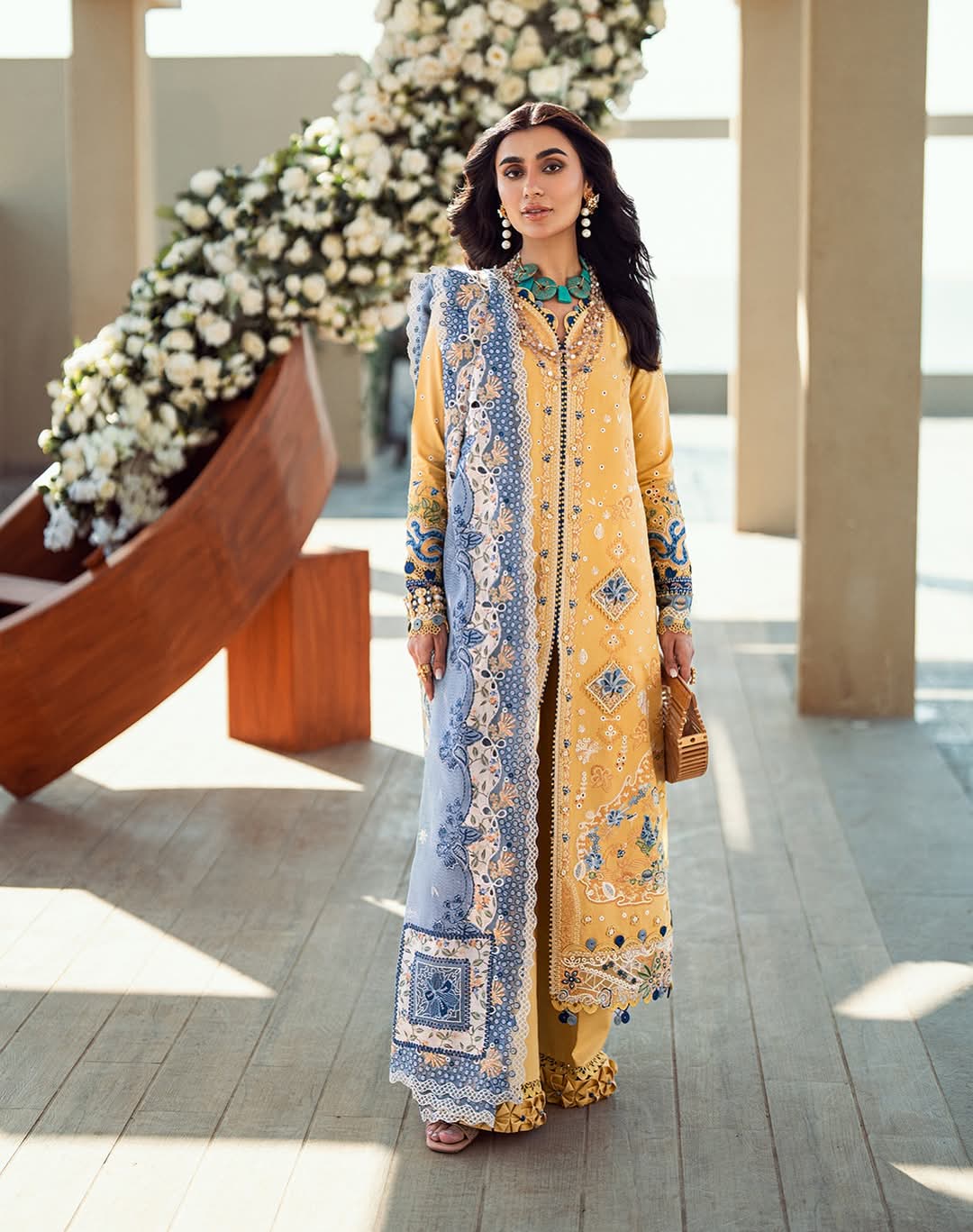 Qalamkar Luxury Lawn 2025 Hit Code 06 Mustard