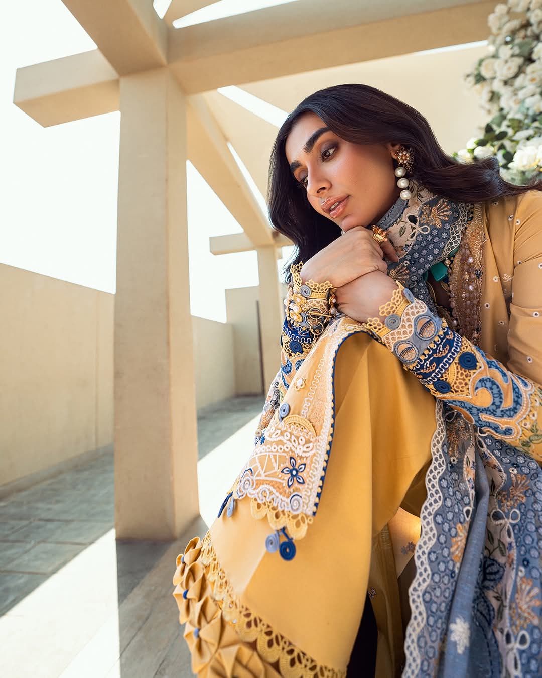 Qalamkar Luxury Lawn 2025 Hit Code 06 Mustard