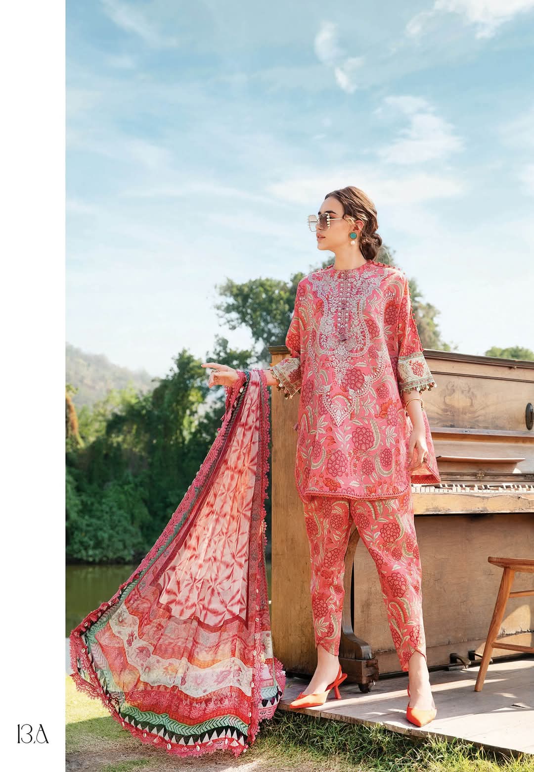 Mariab Mprints Lawn 2025 Hit Code 13A Strawberry Pink
