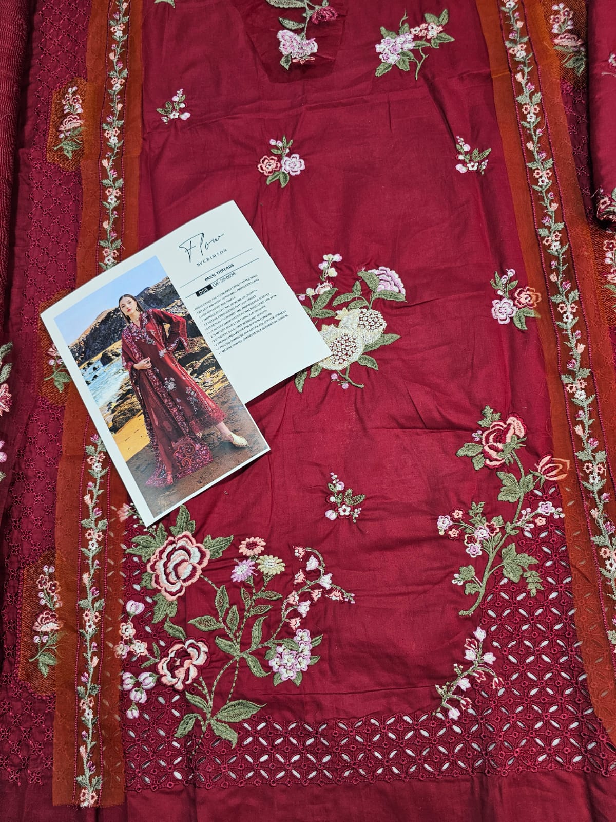 Crimson Luxury Lawn 2025 Hit Code 5B Maroon