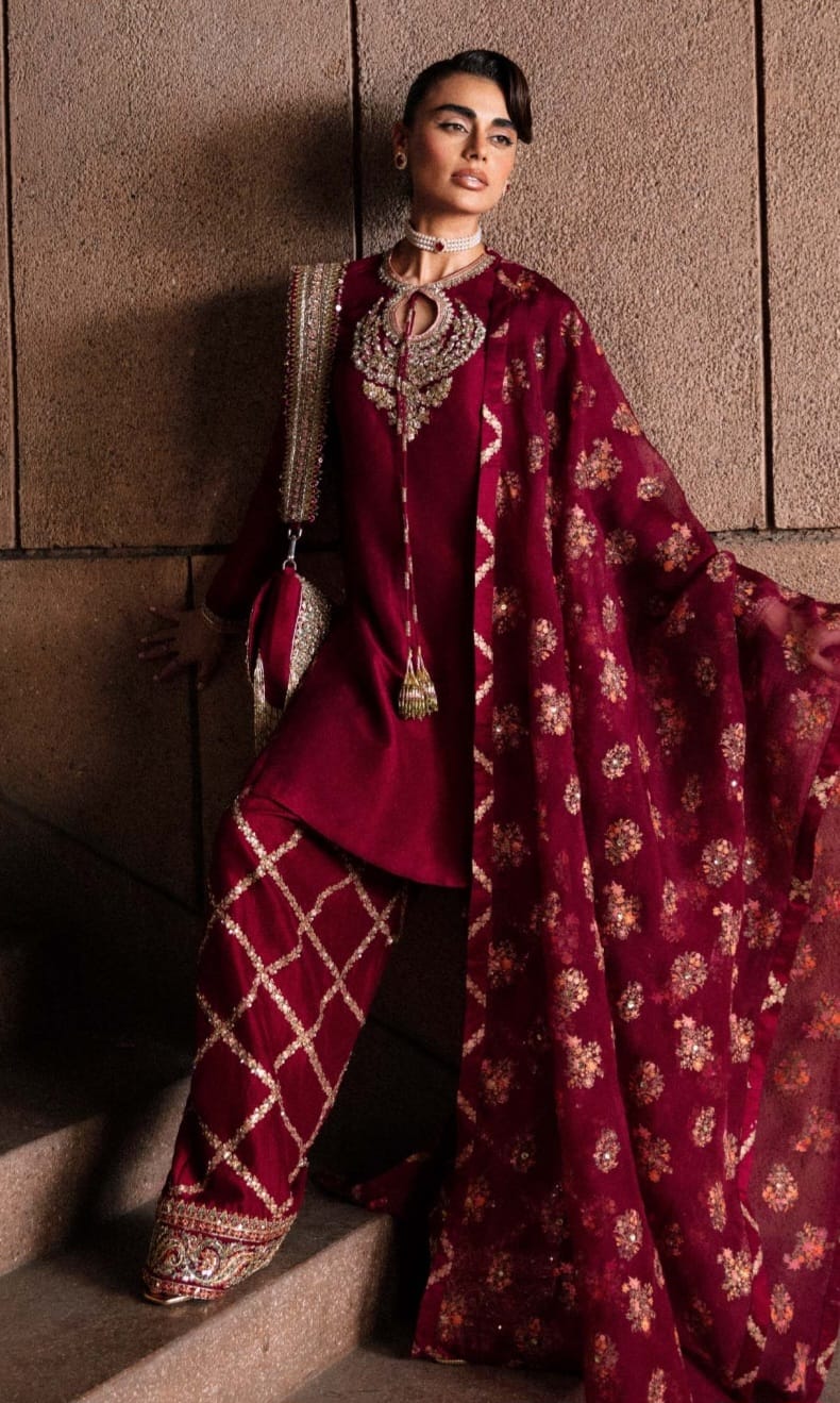 Hussain Rehar party Wear Eid ul azha Hit Code Merlot