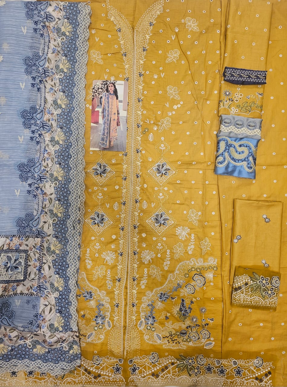 Qalamkar Luxury Lawn 2025 Hit Code 06 Mustard