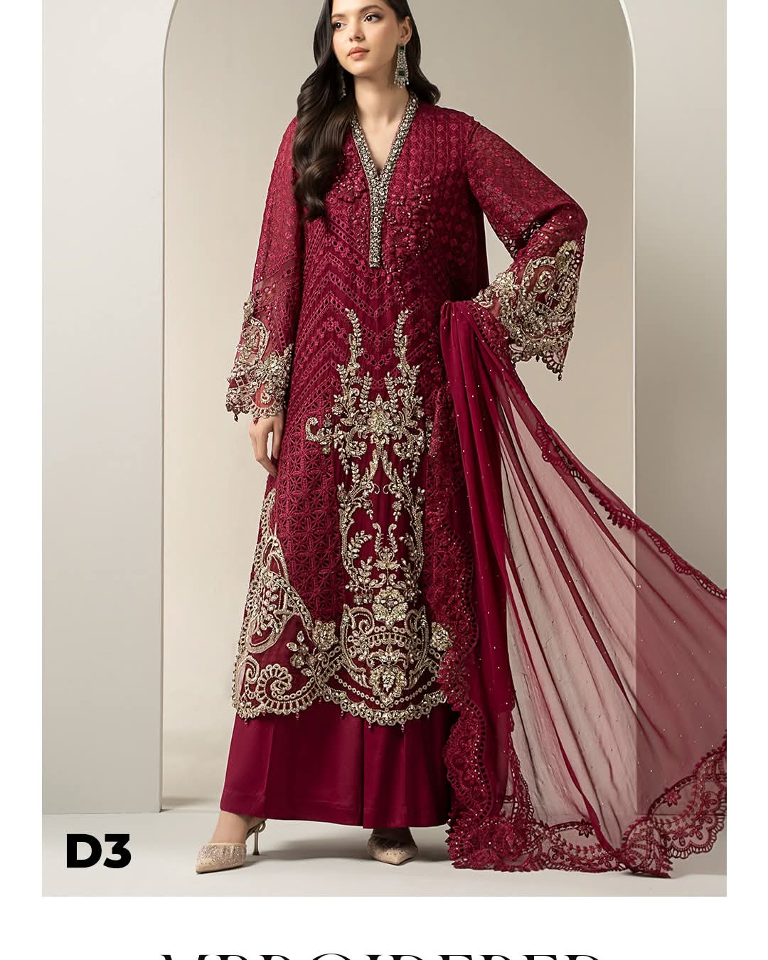 Mariab Luxury Chiffon Collection 2025 Hit Code D3