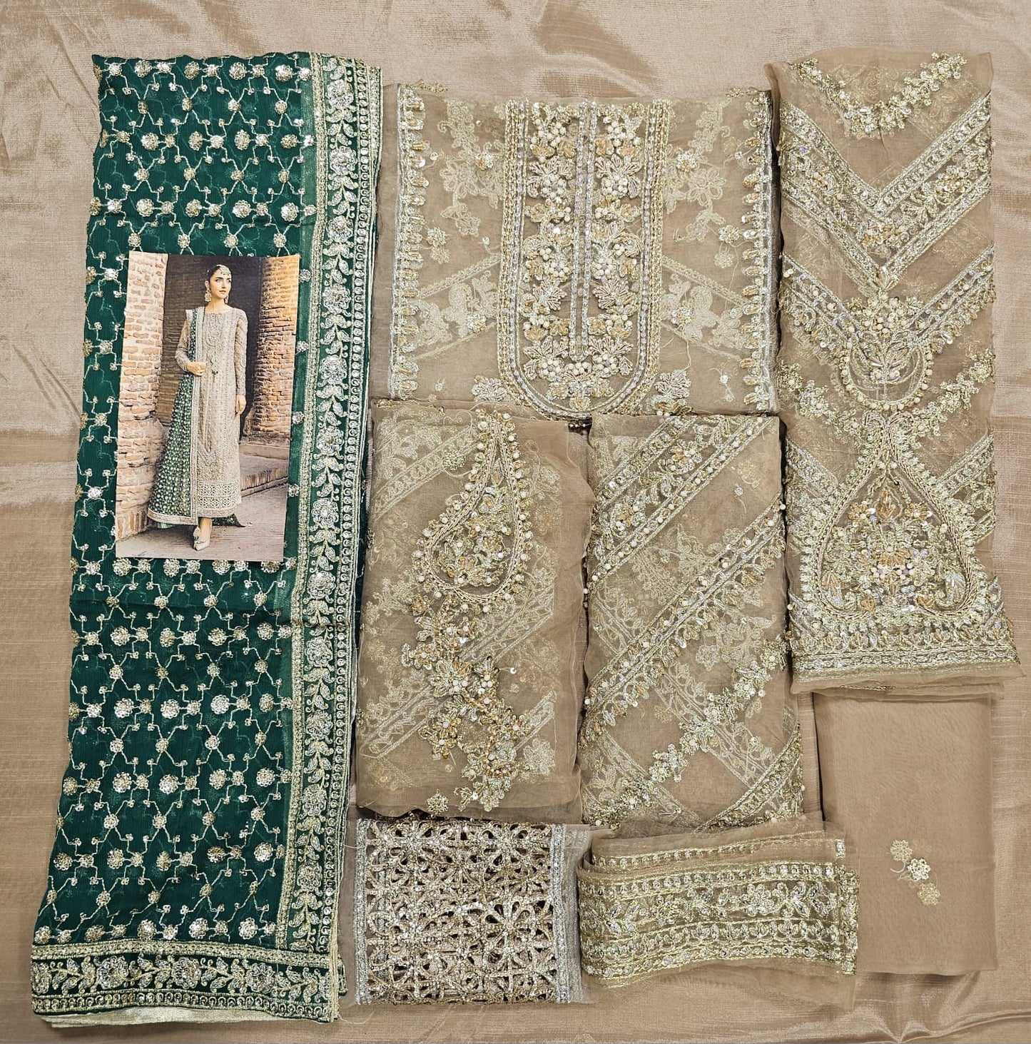 Mariab Brides Couture 2025 Hit Code D5 Green Jaal Chiffon Dupata