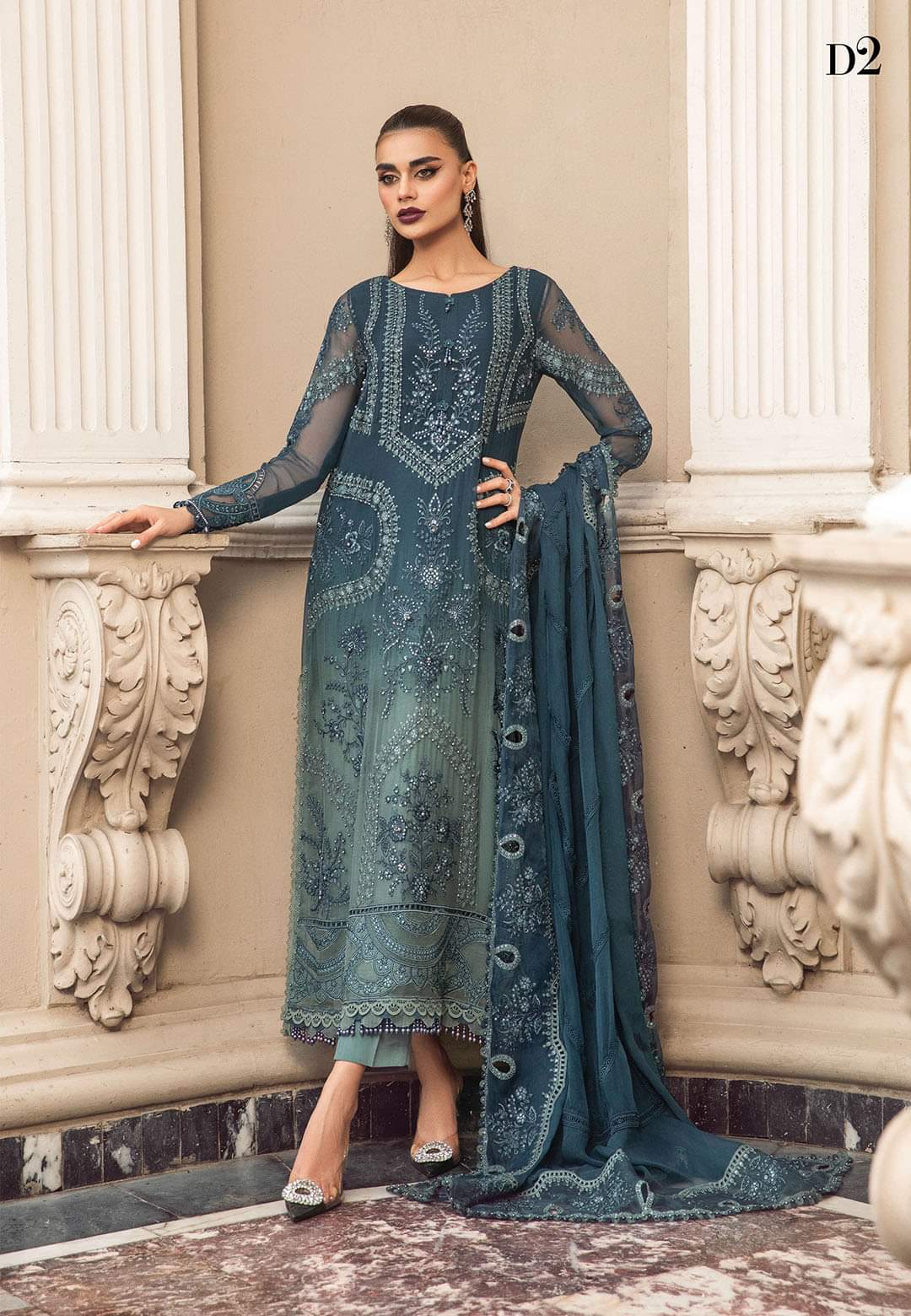 Mariab Luxury Silk Chiffon Collection 2023 Hit Code D2