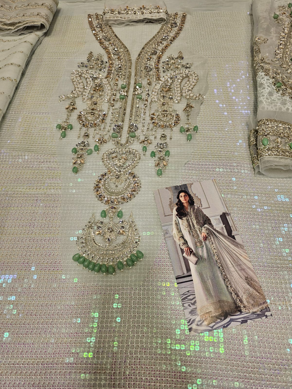 Mariab Luxury Chiffon Eid ul Azha 2025 Hit Code D5 Aqua Chiffon Sequence