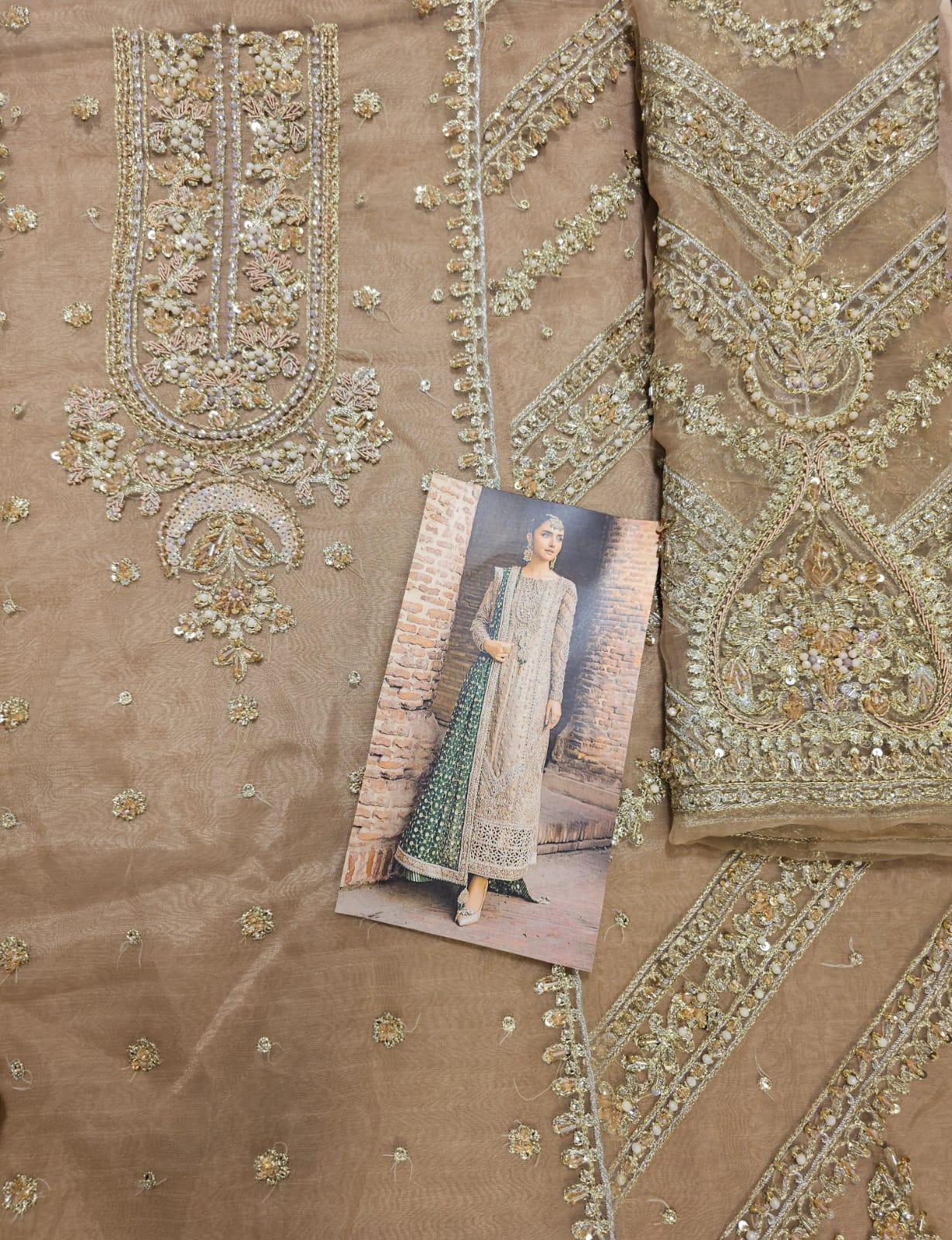Mariab Brides Couture 2025 Hit Code D5 Green Jaal Chiffon Dupata