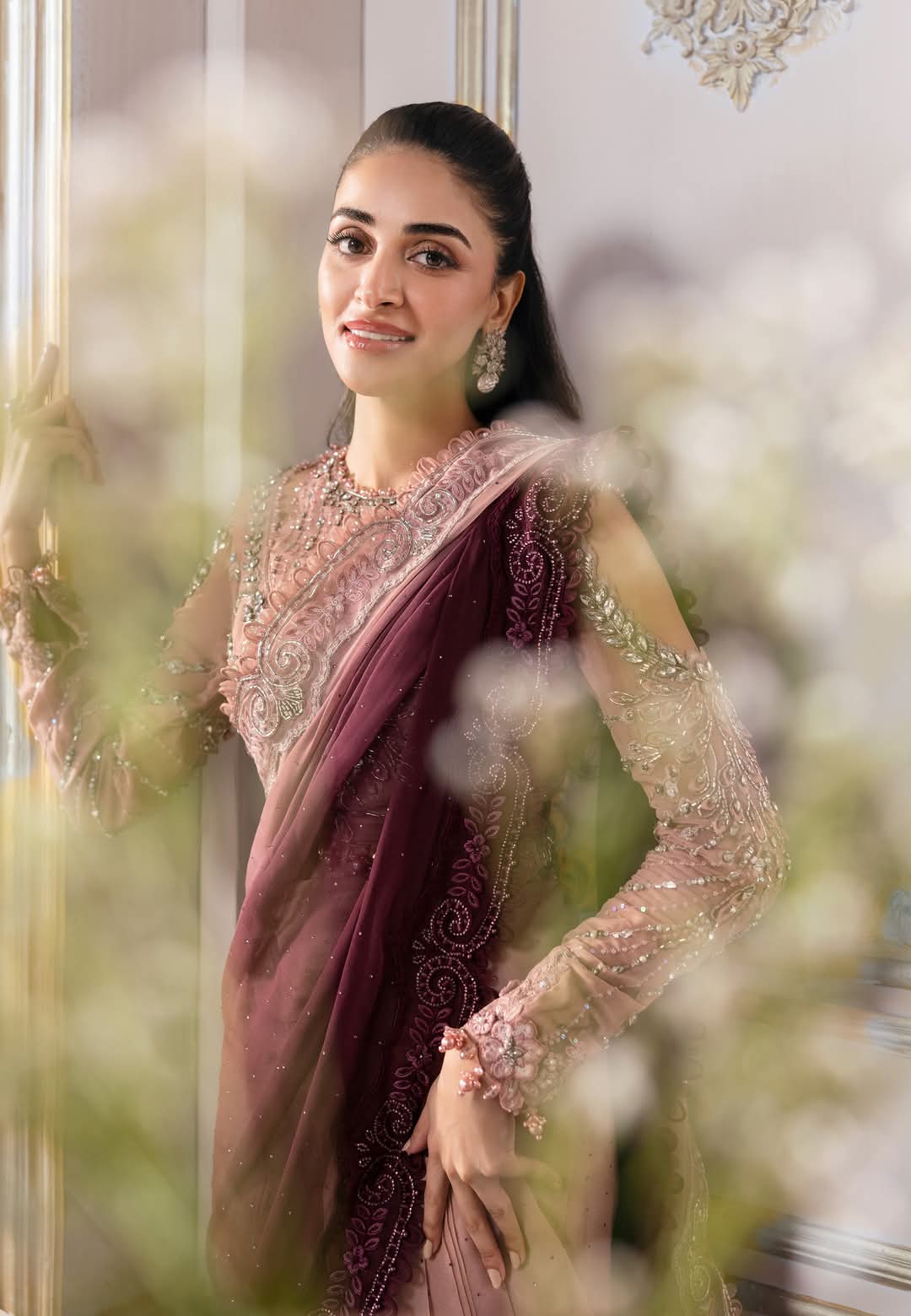 Mariab Luxury Chiffon Collection 2025 Hit Code Chiffon Saree D1