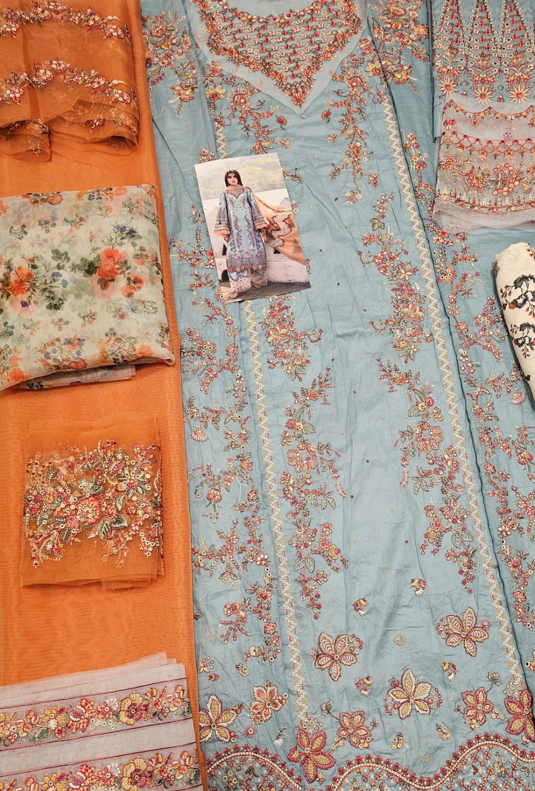 Hussain Rehar Luxury Lawn 2025 Hit Code Malibu sky Grey