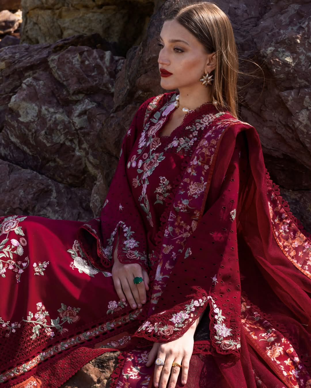 Crimson Luxury Lawn 2025 Hit Code 5B Maroon