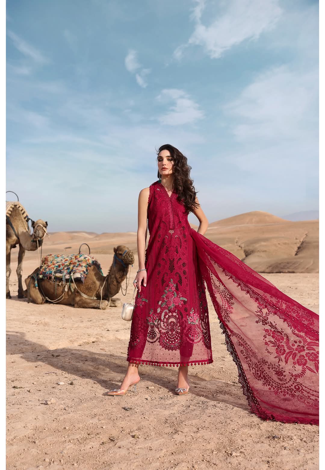 MariaB Luxury Lawn 2025 Hit Code 4A Maronish Red