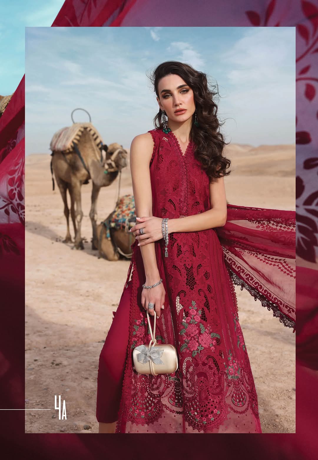 MariaB Luxury Lawn 2025 Hit Code 4A Maronish Red