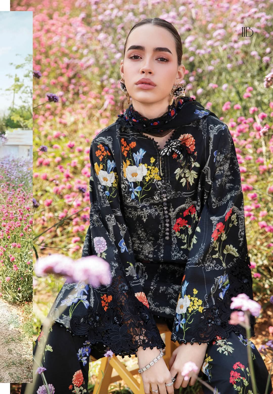 Mariab Mprints Lawn 2025 Hit Code 11B Black
