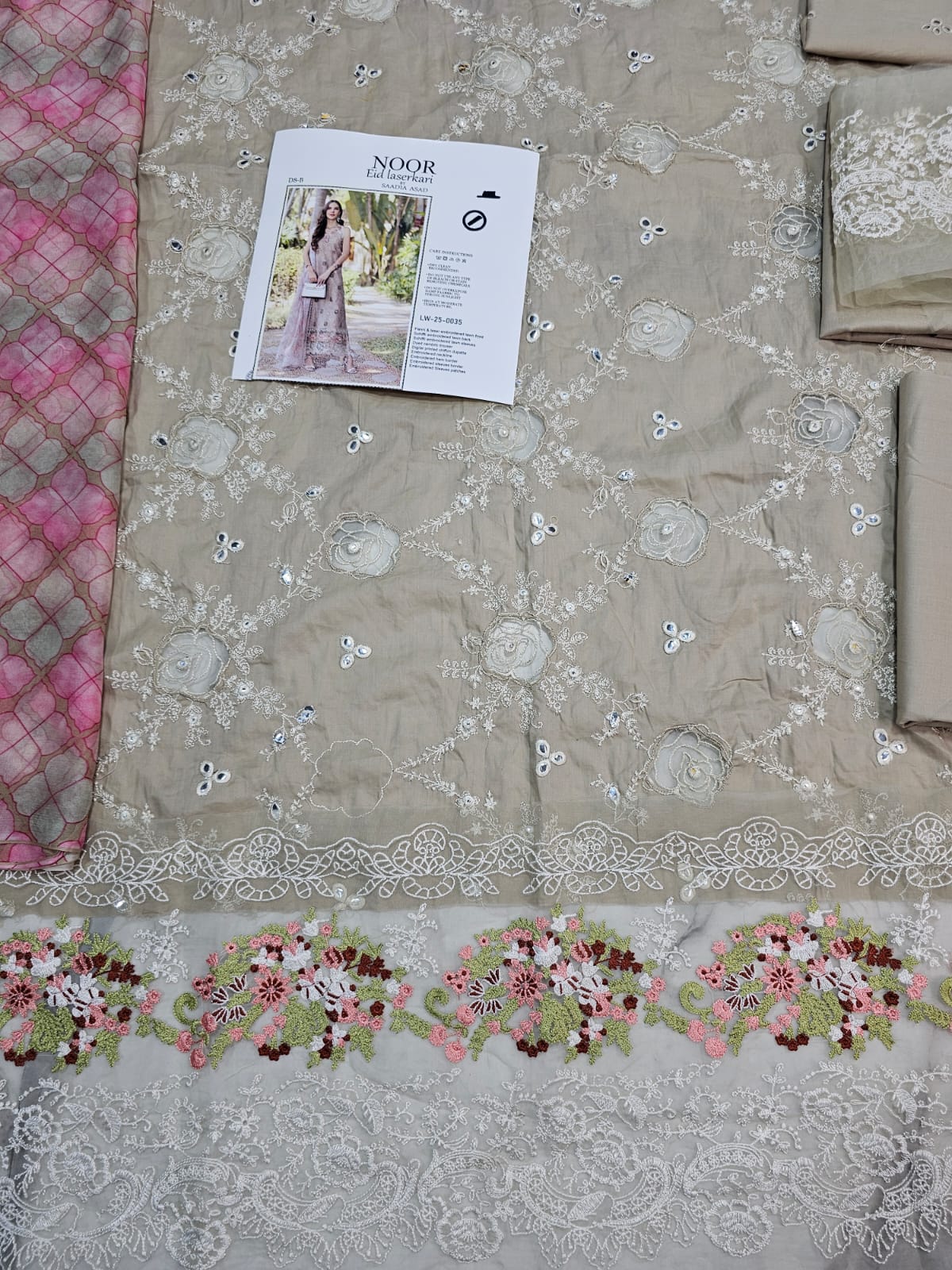 Noor by Sadia Luxury Lawn 2025 Hit Code D8