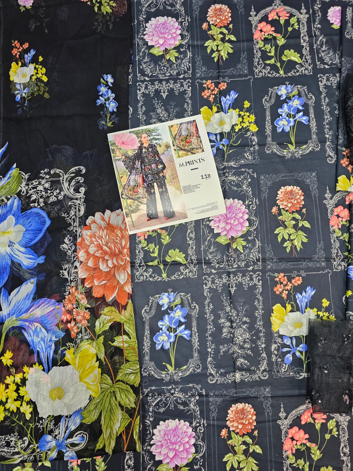 Mariab Mprints Lawn 2025 Hit Code 11B Black