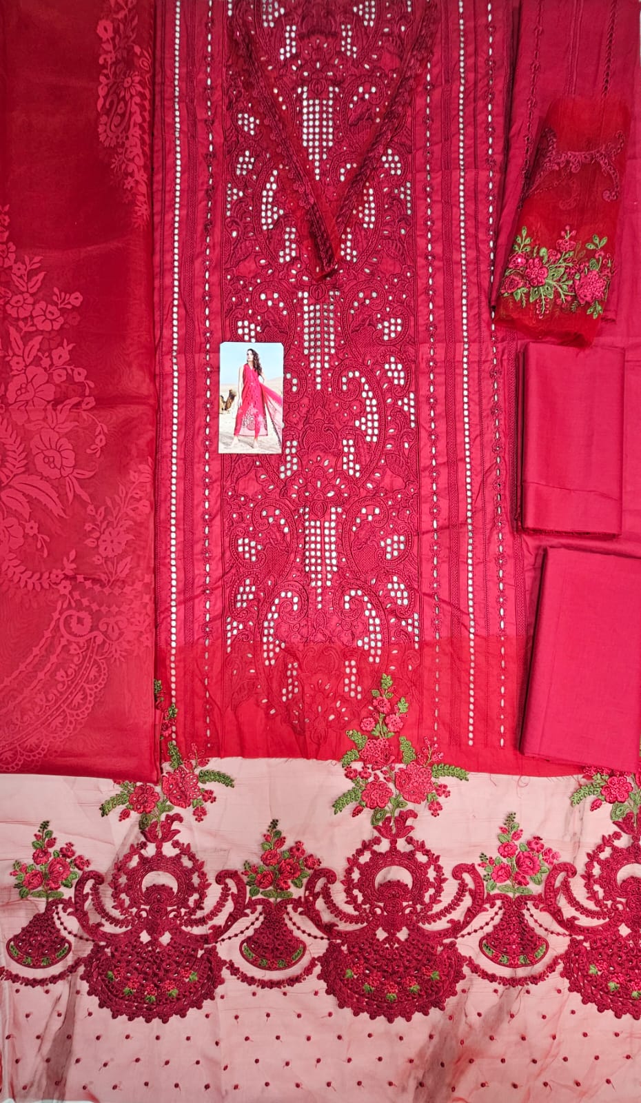 MariaB Luxury Lawn 2025 Hit Code 4A Maronish Red