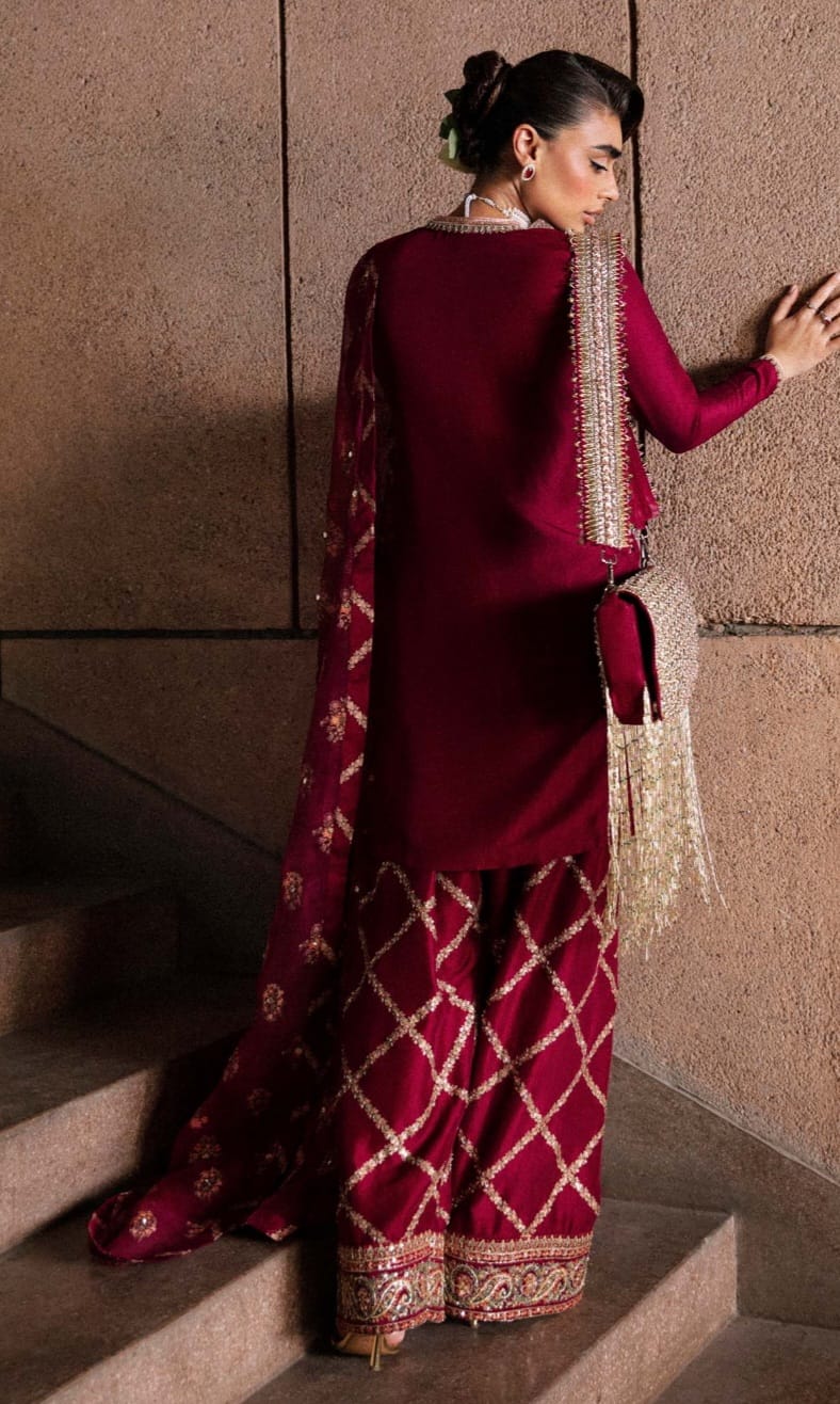 Hussain Rehar party Wear Eid ul azha Hit Code Merlot