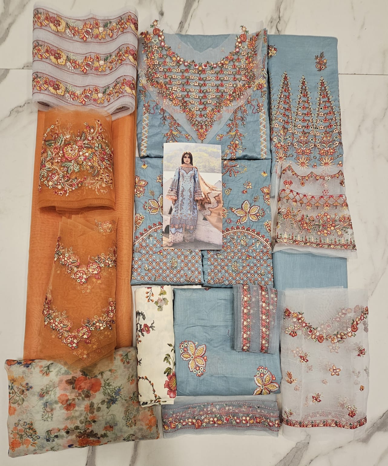 Hussain Rehar Luxury Lawn 2025 Hit Code Malibu sky Grey