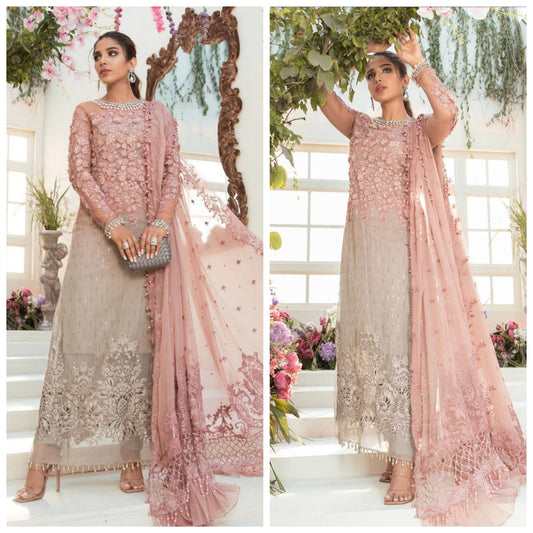 Mariab Luxury Party Wear Chiffon Hit Code Bd-01 3D Flower
