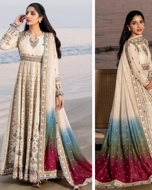Jazmine Luxury Lawn 2025 Hit Code D9 Luxury Frawk
