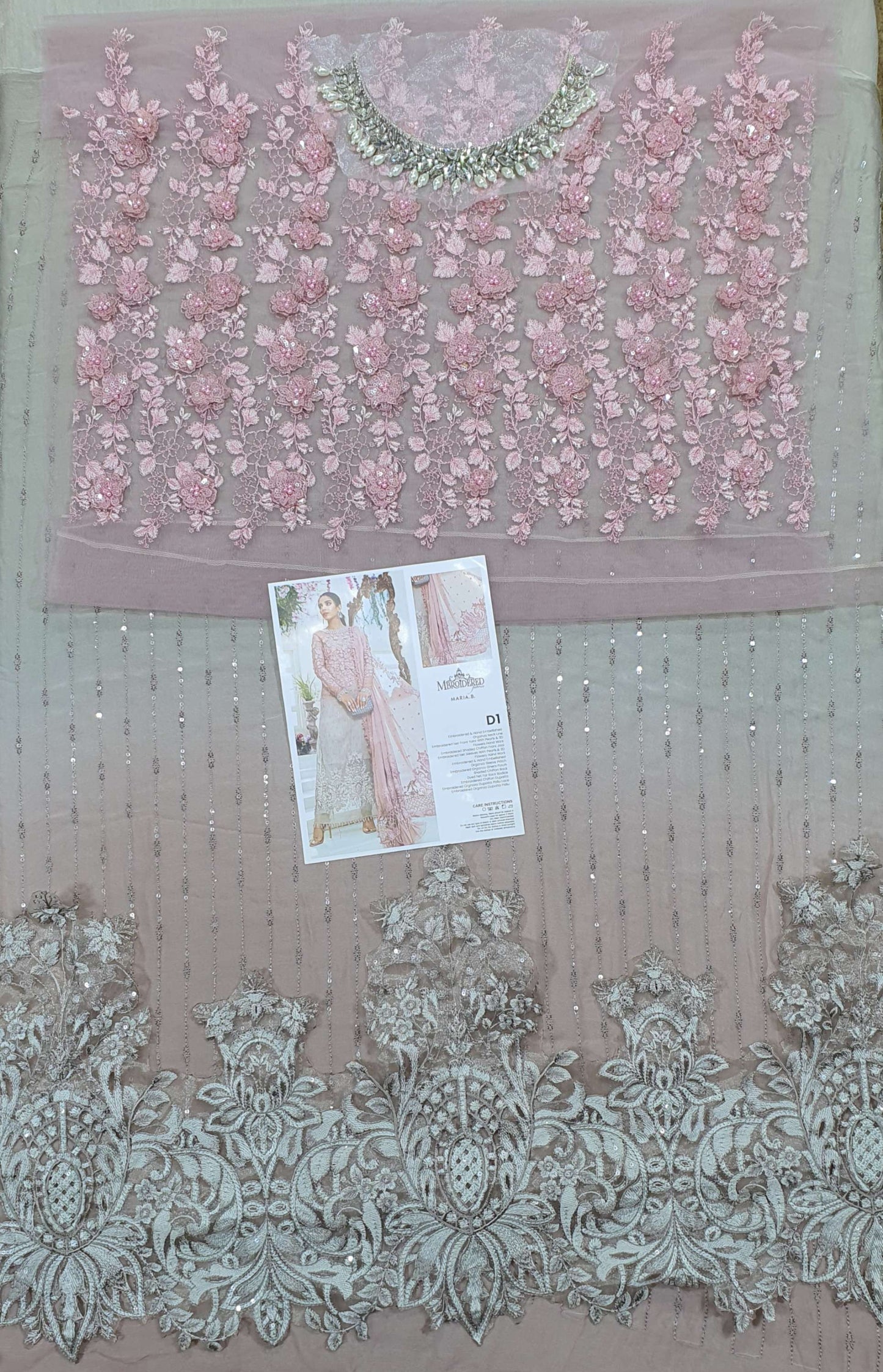 Mariab Luxury Party Wear Chiffon Hit Code Bd-01 3D Flower