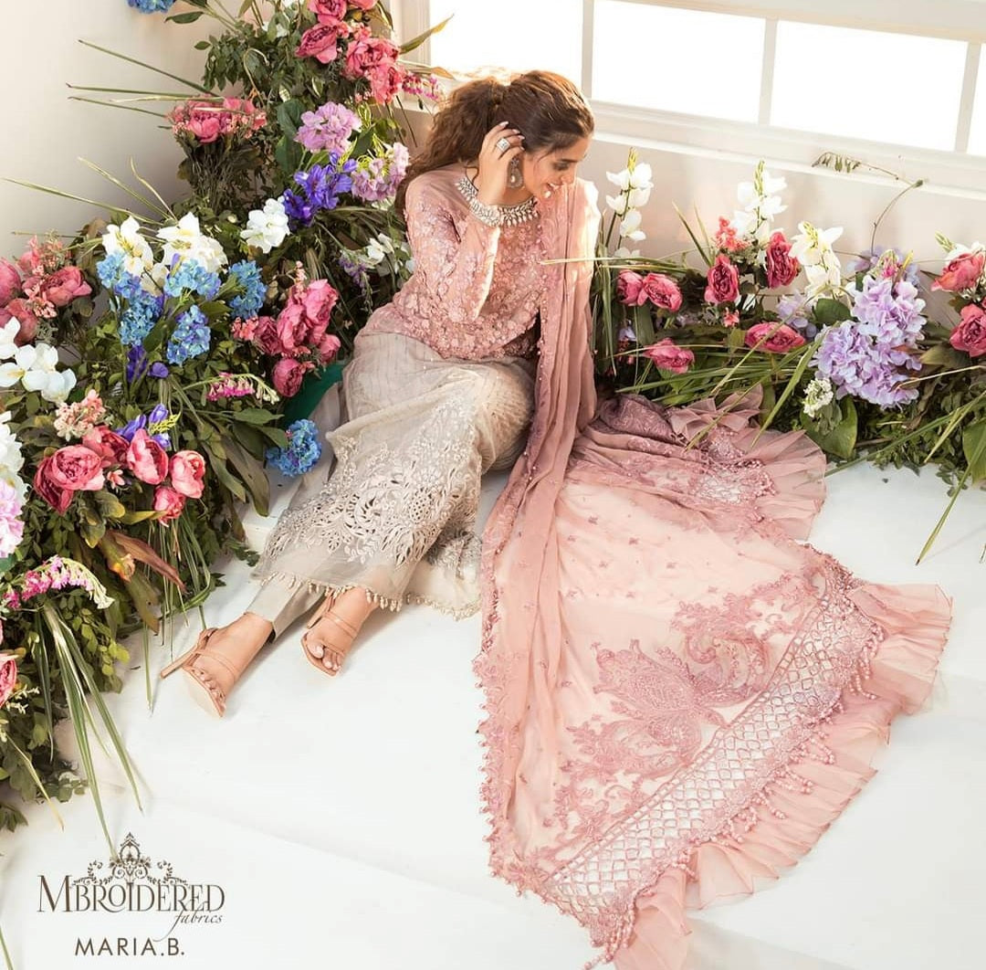 Mariab Luxury Party Wear Chiffon Hit Code Bd-01 3D Flower