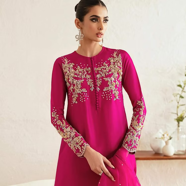 Kanwal malik party Wear 2025 Hit Code Shoking With Gold Work