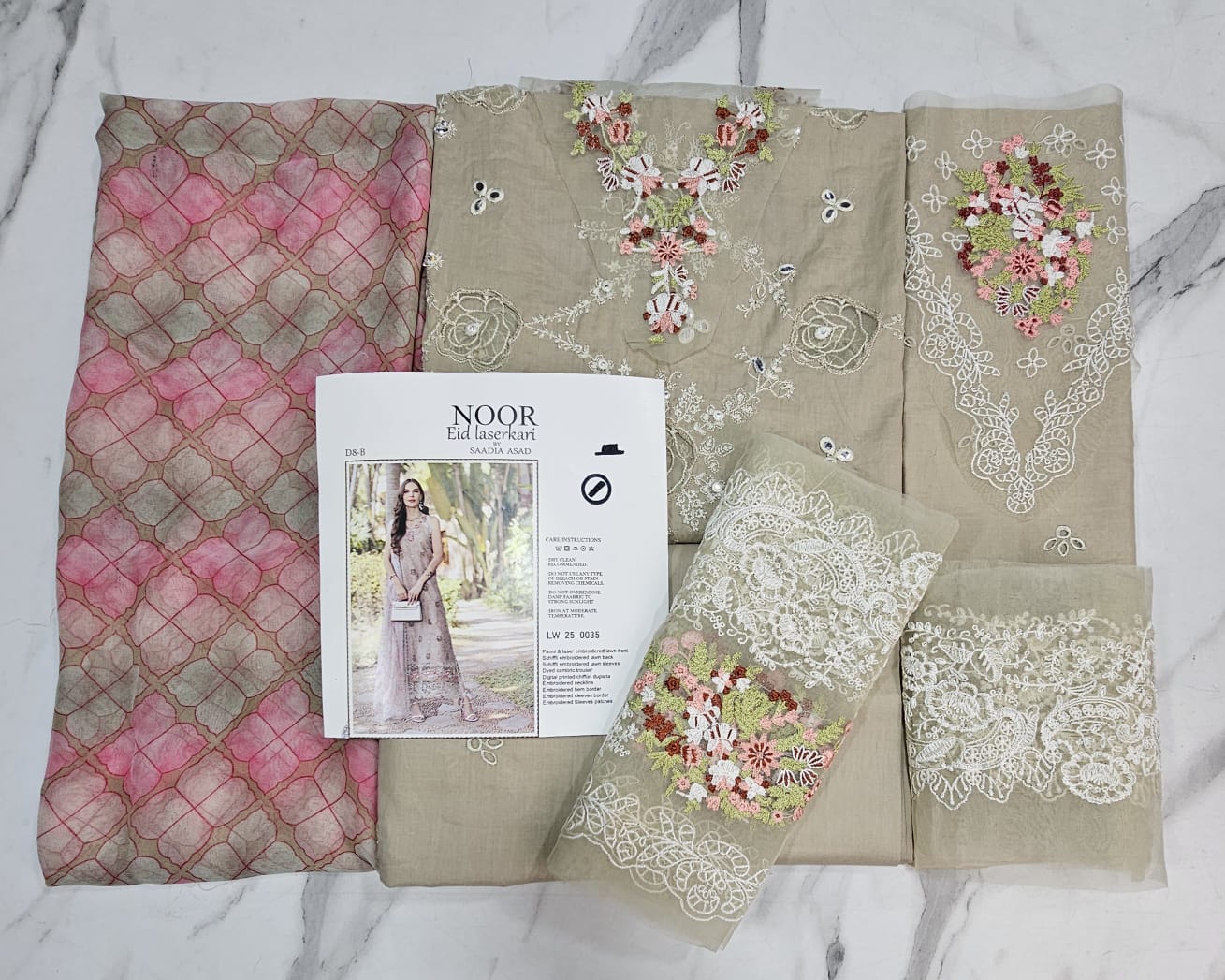 Noor by Sadia Luxury Lawn 2025 Hit Code D8