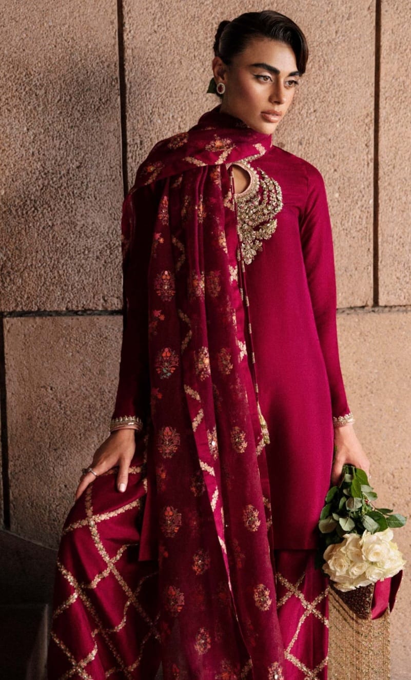 Hussain Rehar party Wear Eid ul azha Hit Code Merlot