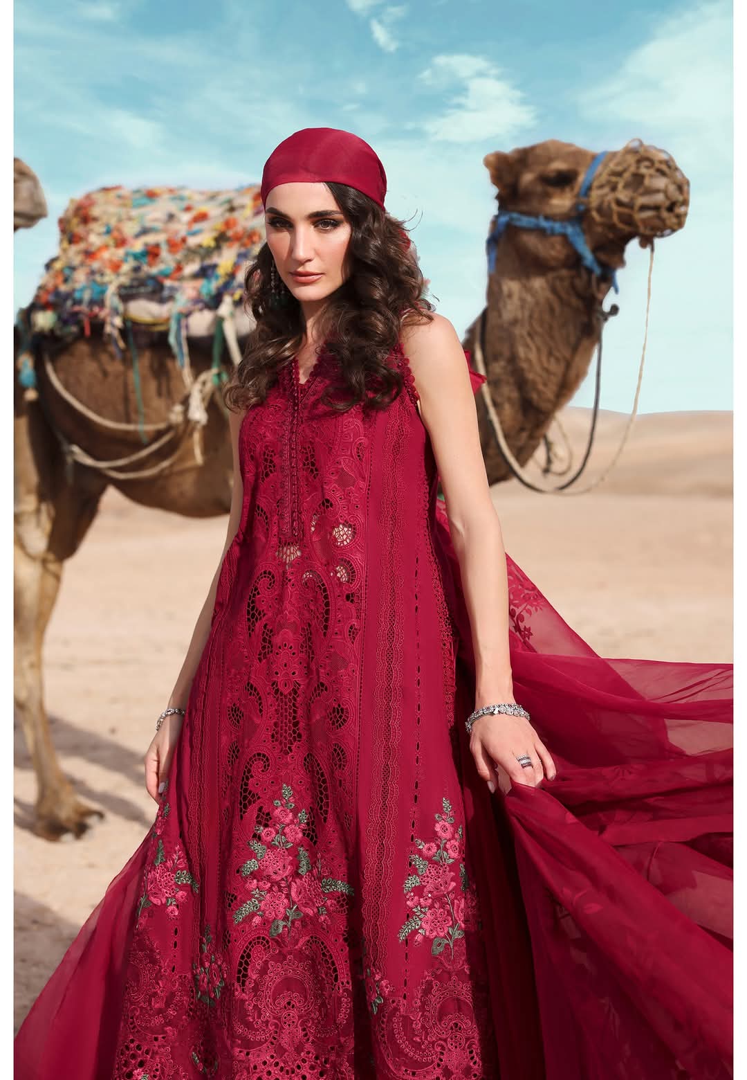 MariaB Luxury Lawn 2025 Hit Code 4A Maronish Red