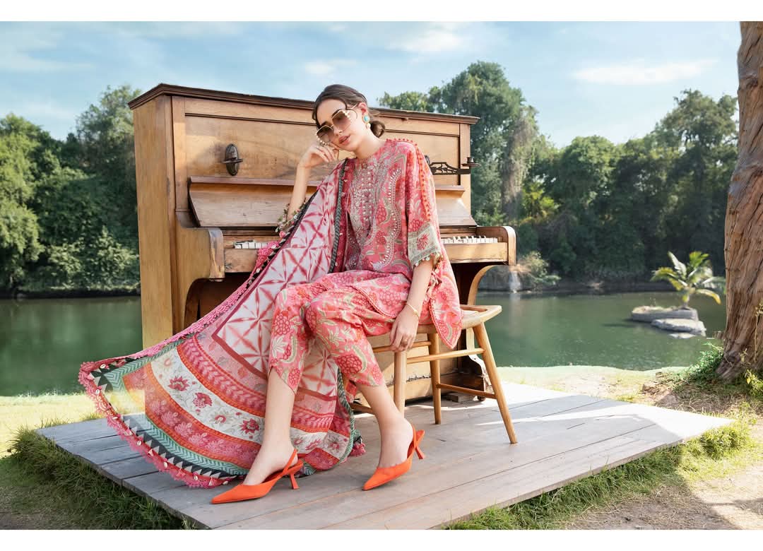 Mariab Mprints Lawn 2025 Hit Code 13A Strawberry Pink