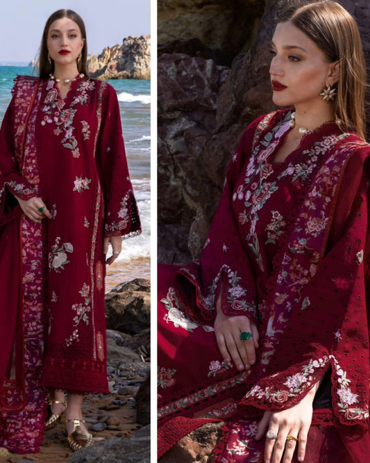 Crimson Luxury Lawn 2025 Hit Code 5B Maroon