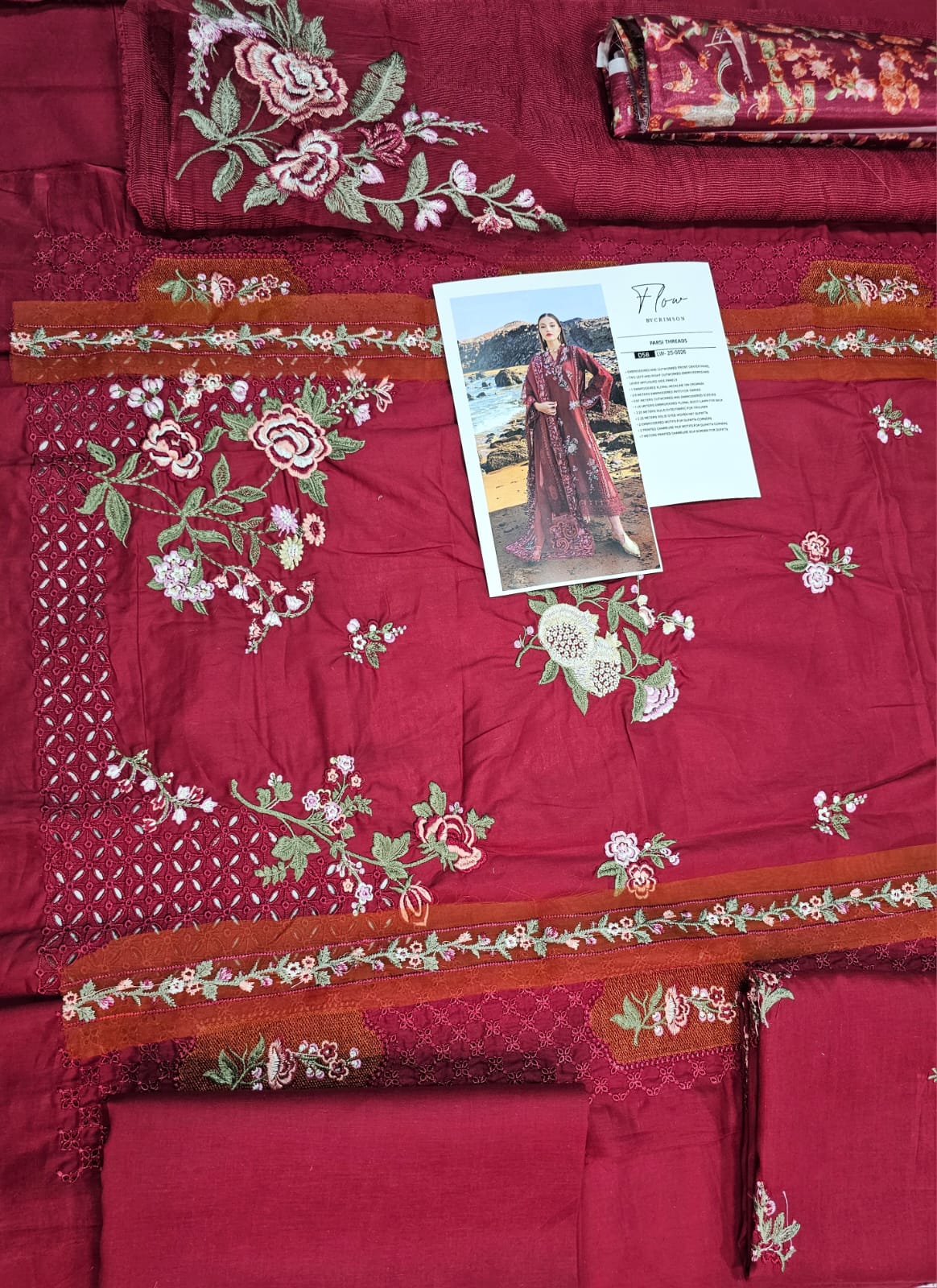 Crimson Luxury Lawn 2025 Hit Code 5B Maroon