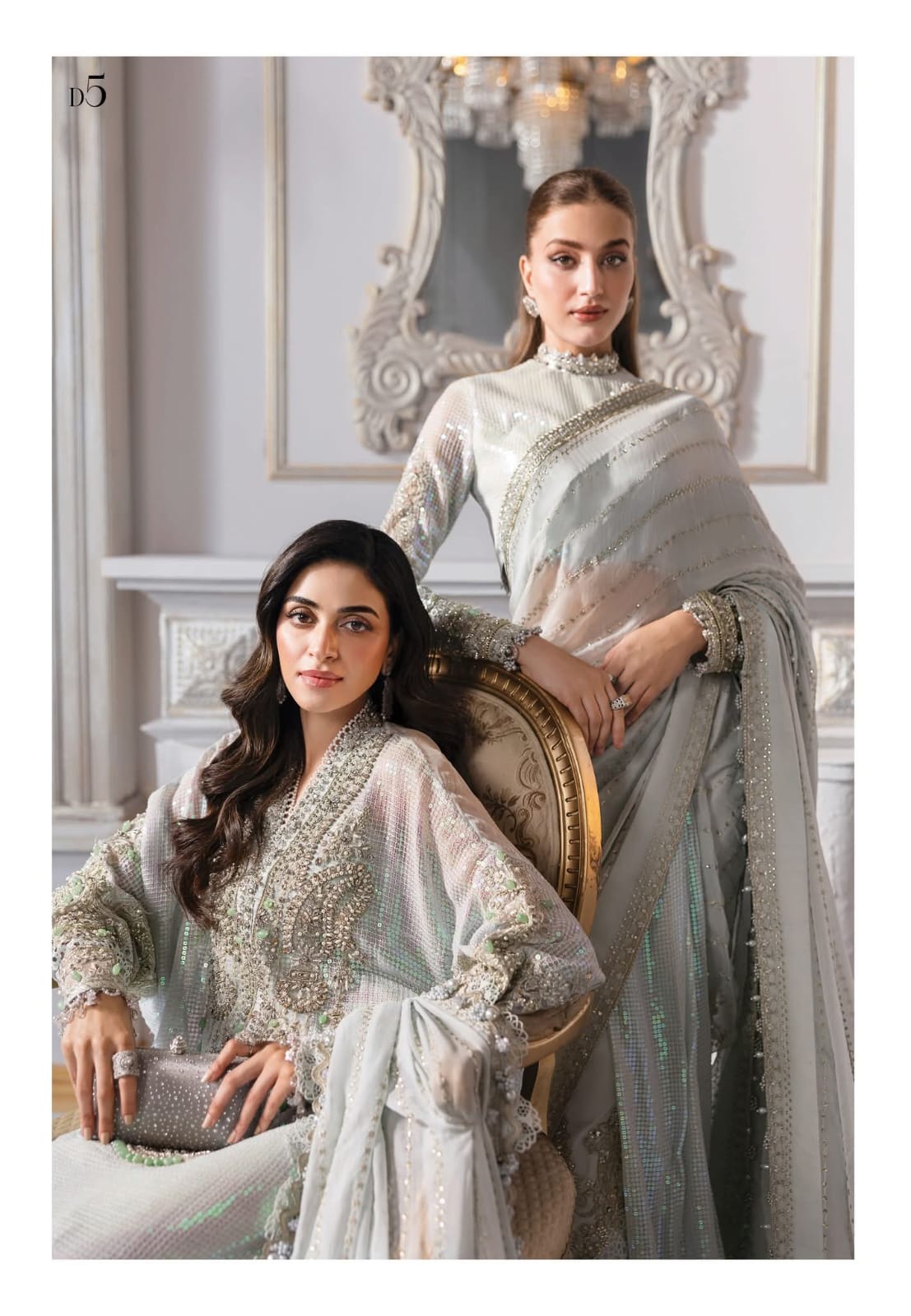 Mariab Luxury Chiffon Eid ul Azha 2025 Hit Code D5 Aqua Chiffon Sequence