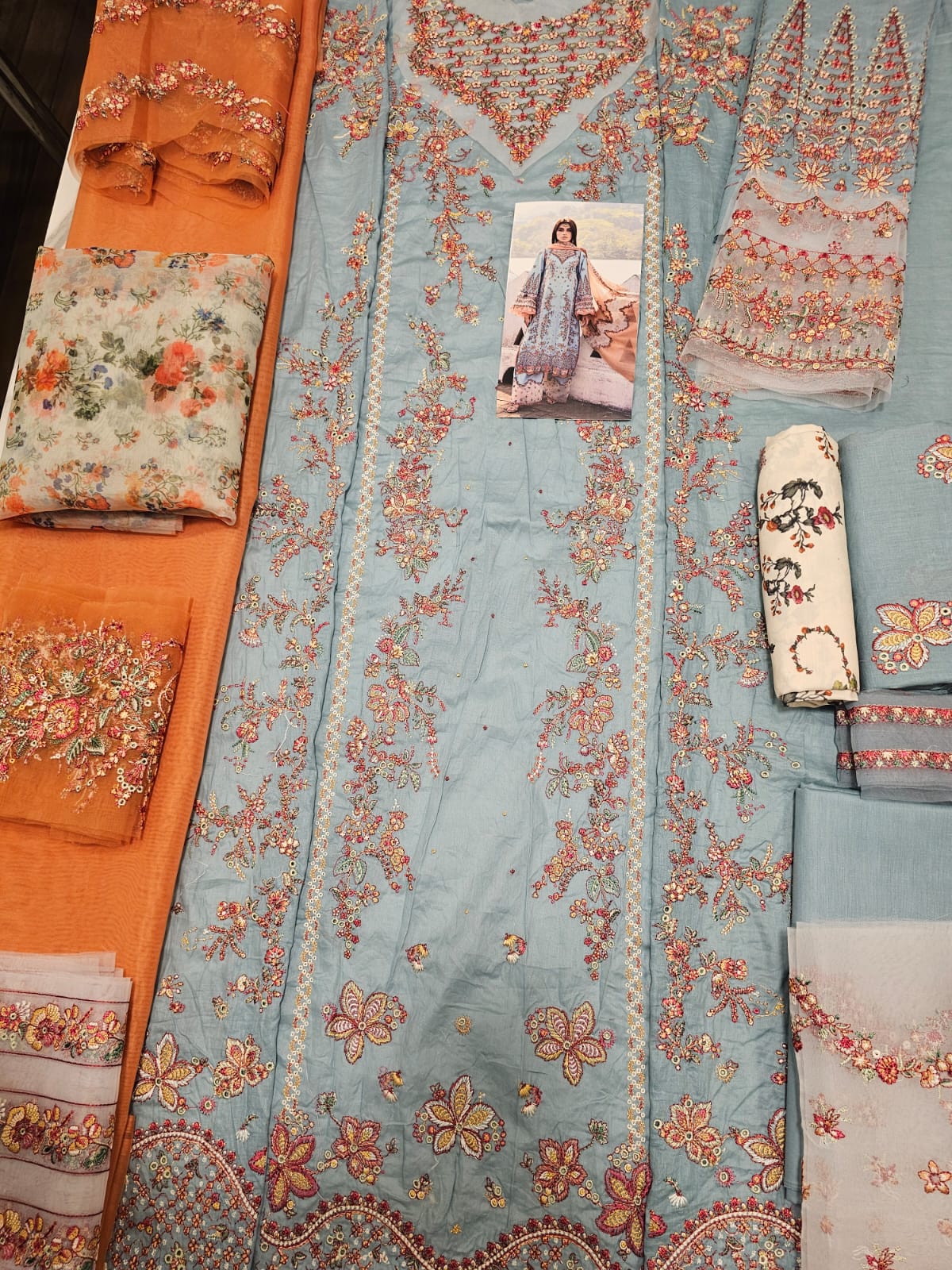 Hussain Rehar Luxury Lawn 2025 Hit Code Malibu sky Grey