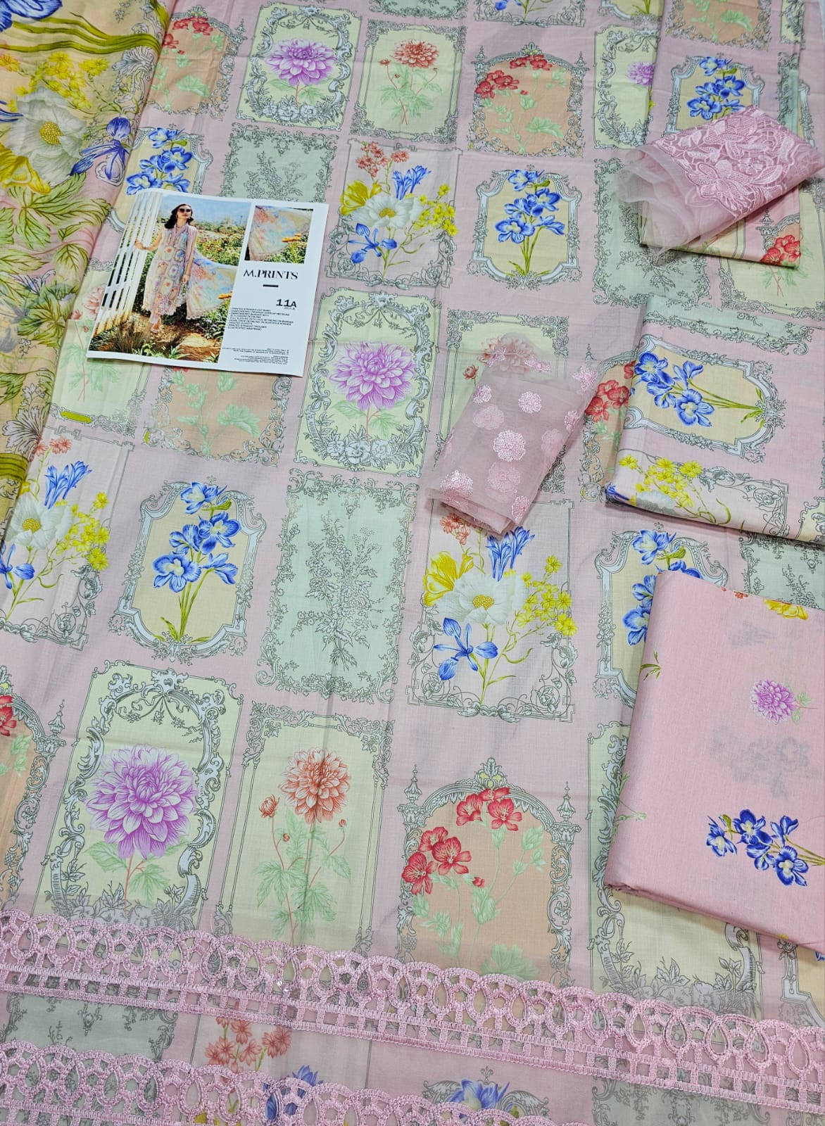 Mariab Mprints Lawn 2025 Hit Code 11A Pink