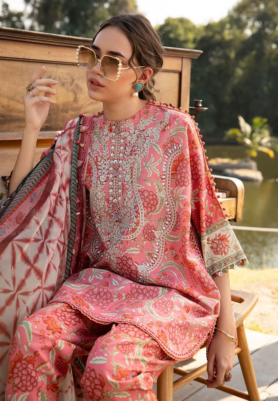Mariab Mprints Lawn 2025 Hit Code 13A Strawberry Pink
