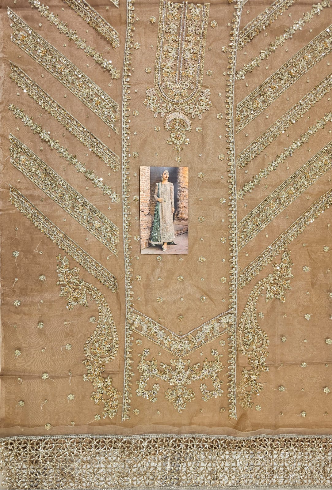 Mariab Brides Couture 2025 Hit Code D5 Green Jaal Chiffon Dupata