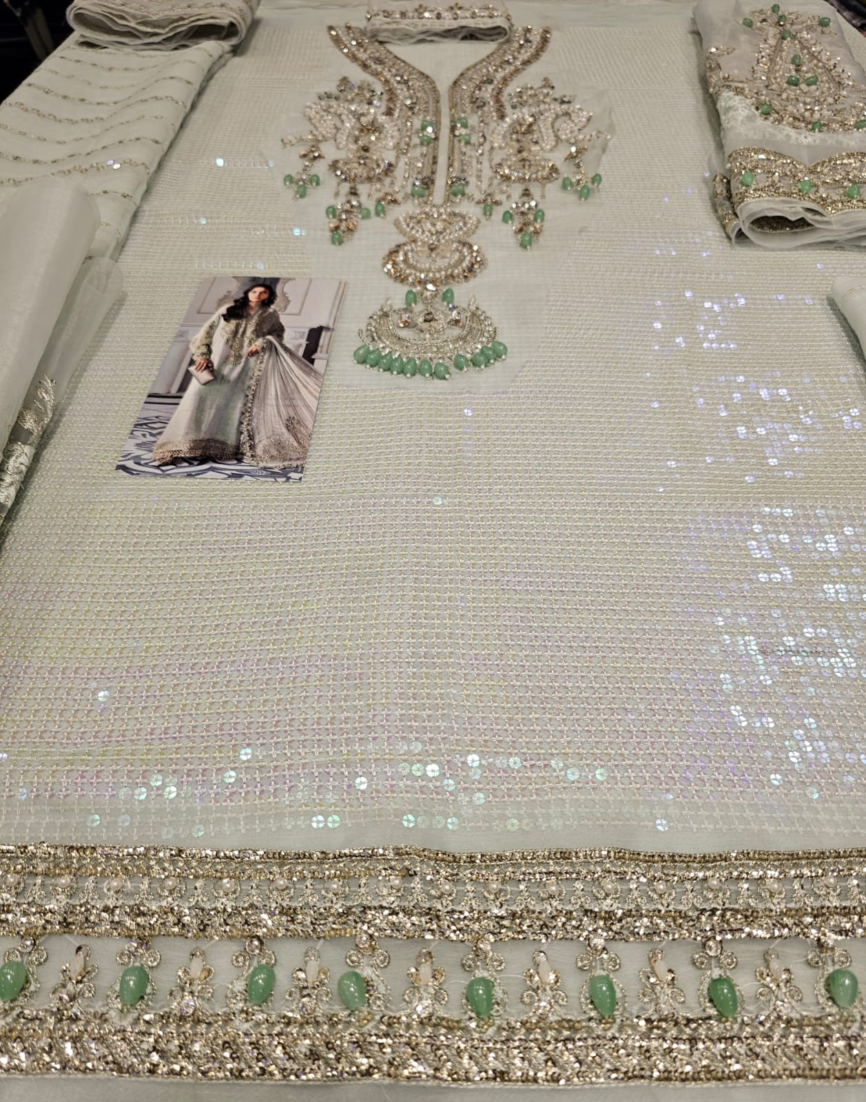 Mariab Luxury Chiffon Eid ul Azha 2025 Hit Code D5 Aqua Chiffon Sequence