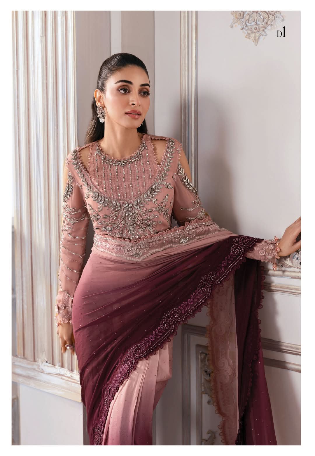 Mariab Luxury Chiffon Collection 2025 Hit Code Chiffon Saree D1