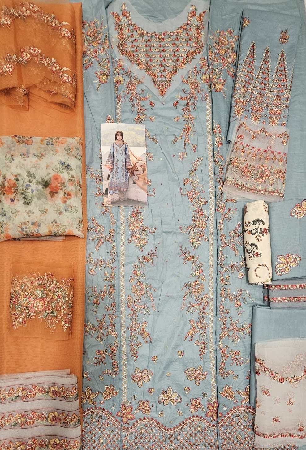 Hussain Rehar Luxury Lawn 2025 Hit Code Malibu sky Grey