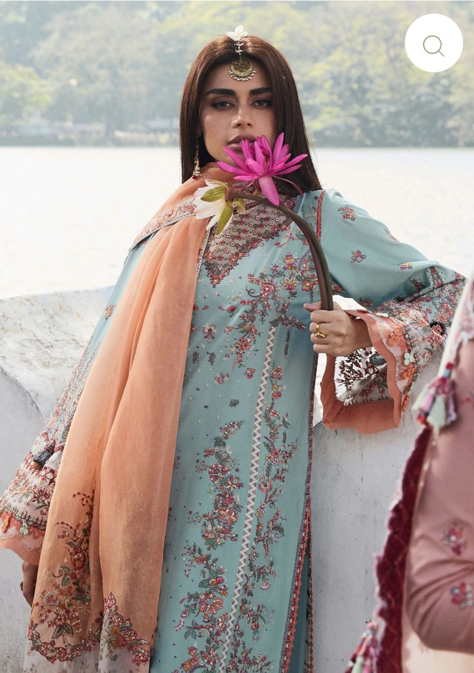 Hussain Rehar Luxury Lawn 2025 Hit Code Malibu sky Grey